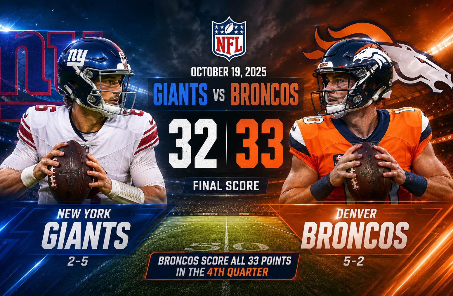 New York Giants vs Denver Broncos Match Player Stats