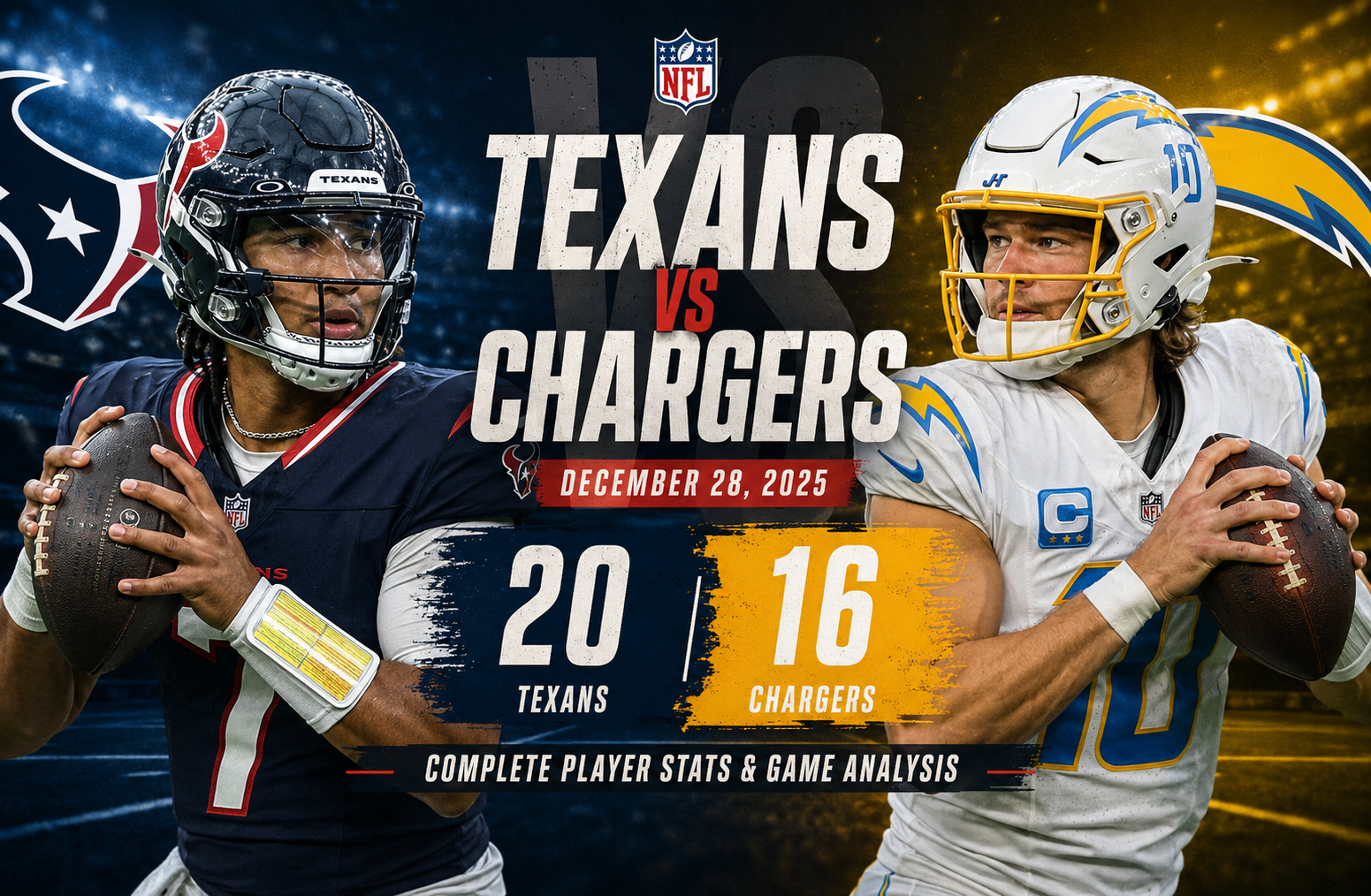 Texans vs Chargers Match Player Stats