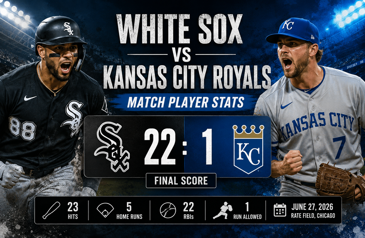 white sox vs kansas city royals match player stats